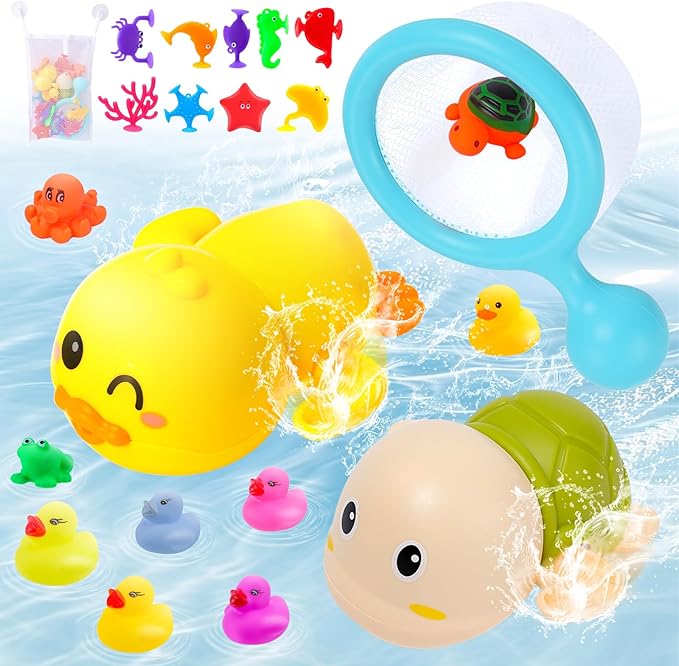 Baby Bath Toys for Kids,Water Toys for Babies and Toddlers,Ocean Animal Bath Toys for Bathtub Shower Beach Pool Water Table, Boys Girls Birthday for 3 4 5 Years Old (22PCS)