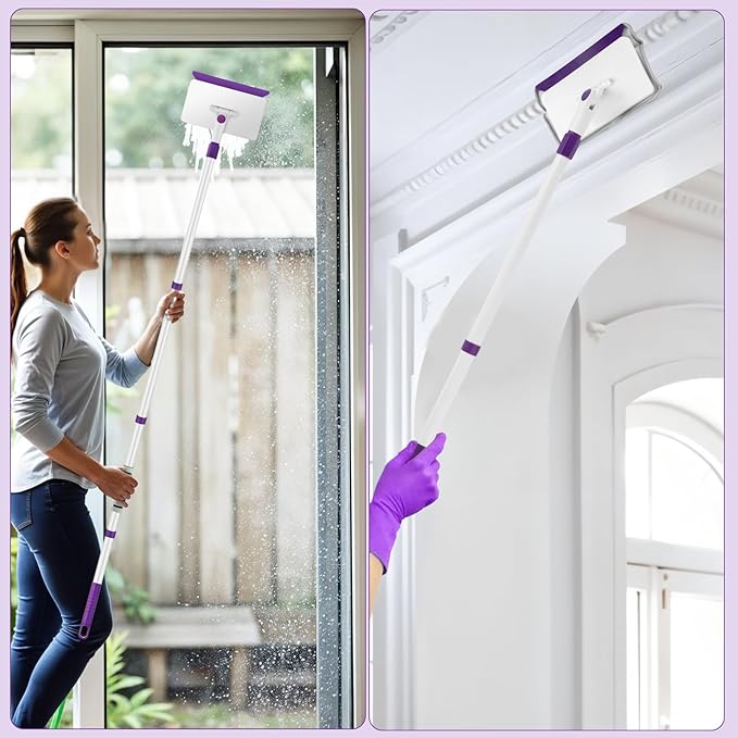 4 Mop Pads Refill for wlich Baseboard Cleaner(2 Chenille Pads+2 Microfiber Pads),Baseboard Cleaner Pad Refills for Ceiling, Wall, Floor and Baseboard Cleaning