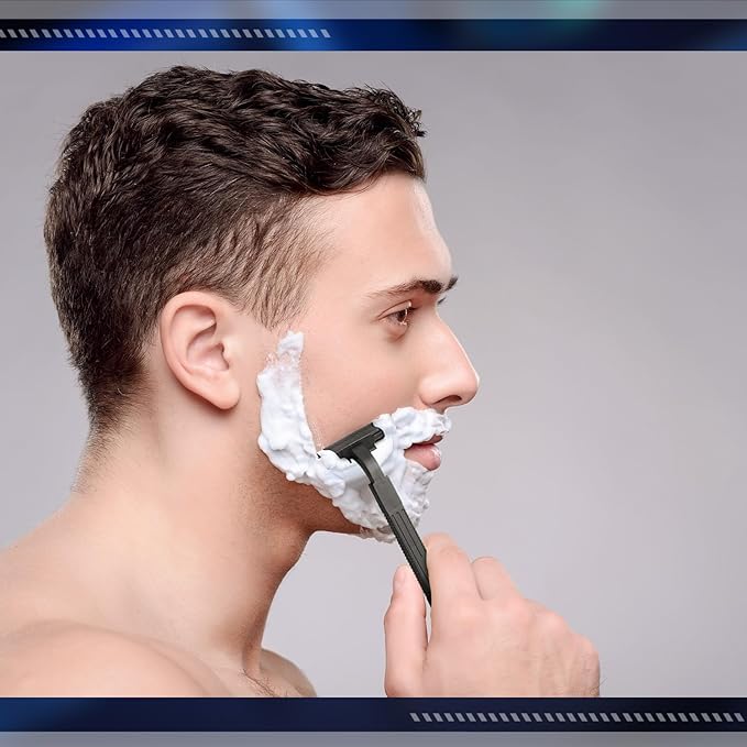 Jutom 25 Pcs Twin Blade Disposable Razors Bulk for Men Women Homeless Stainless Steel Shaving Razor with Clear Safety Cap for Hotel Travel Camping Charity Apartment
