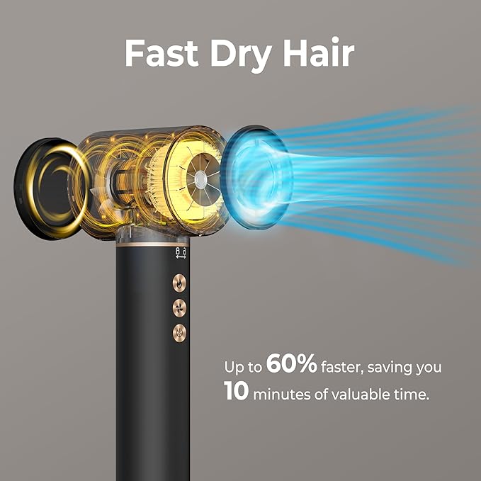 Hair Dryer Brush 5 in 1 Autowrap Hot Air Hair Styler with High-Speed Aluminum Alloy Blow Dryer Brush Volumizing, Straightening & Fast Drying with Negative Ion, No Heat Damage, Black