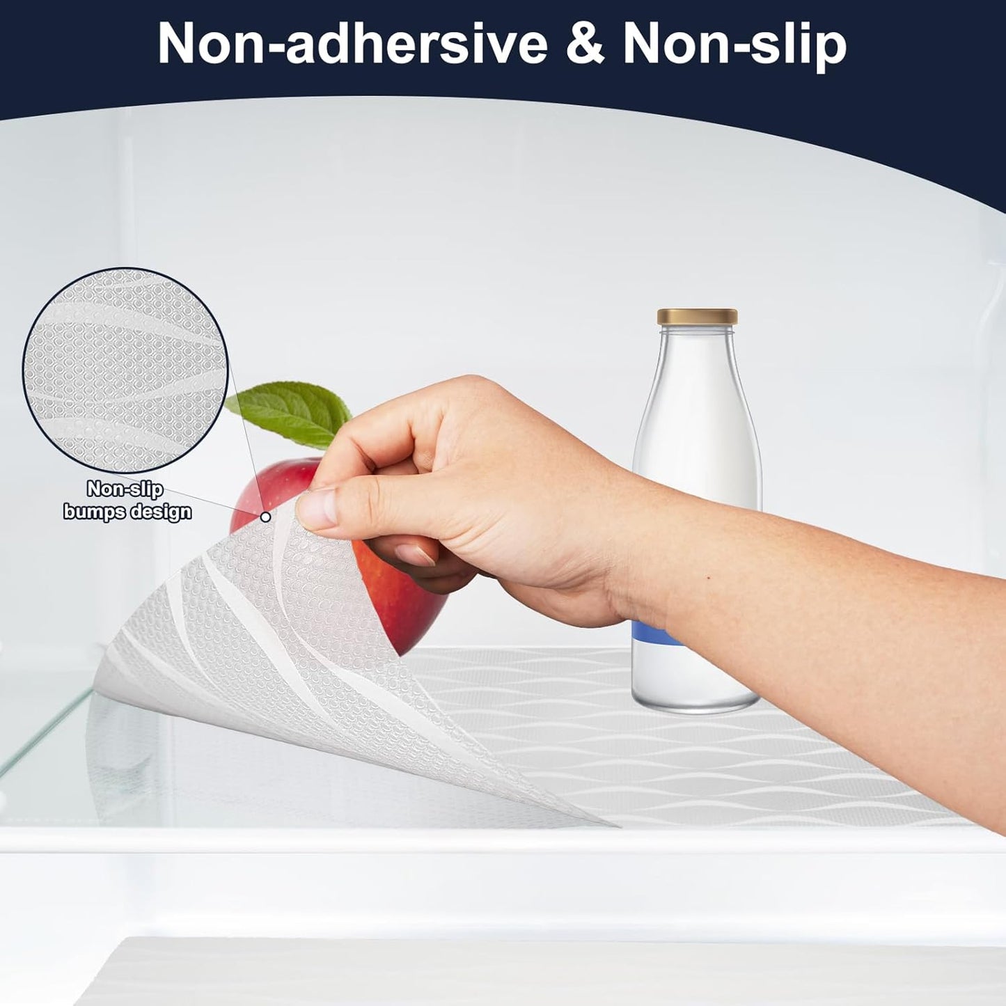 Shelf Liner, Waterproof Refragerator Liner, Drawer Liners for Kitchen Cabinet, Bathroom Sink Mat No Slip Cupboard Mats Non Adhesive Fridge Liner EVA Place Mats Roll - Clear Wave 12"×118"