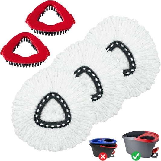 Mop Heads Replacement for Ocedar, Mop Replace Head for Ocedar EasyWring 1 Tank, Microfiber Spin Mop Refills, Include 3 Spin Mop Replacement Head Deep Cleaning Machine Washable with 2 Scrubber Mop Head