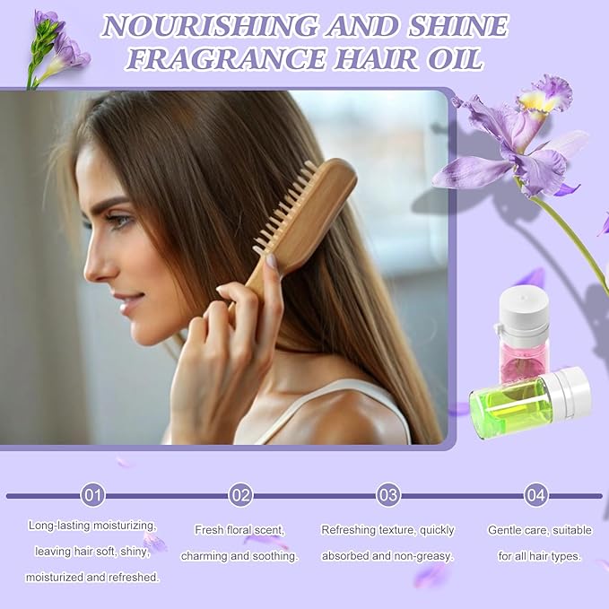 Leixu 40Pcs Scented hair oil Perfume & Hair Oil 2-in-1, Avocado & Camellia Nourishment for Frizzy, Mini Scented hair oil for Women, Hair Perfume Oil Set for Restore Dry, Frizzy and Damaged Hair