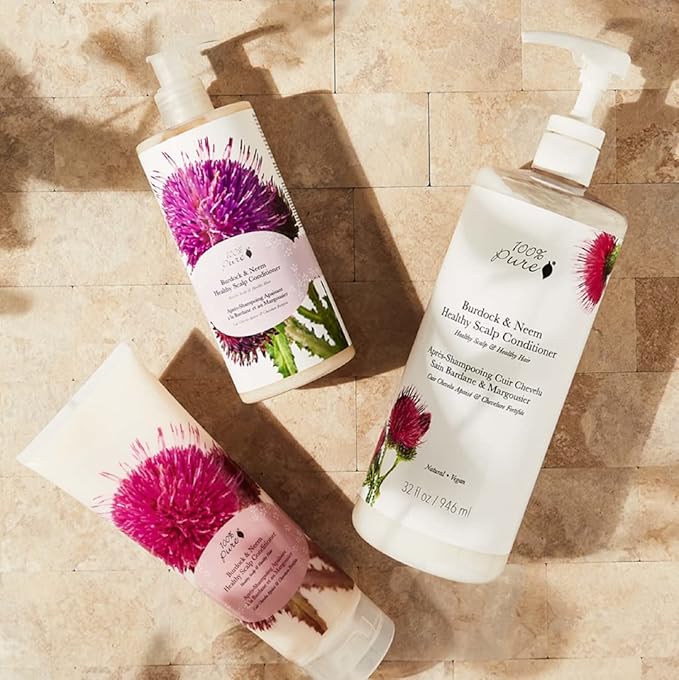 100% PURE Burdock and Neem Healthy Scalp Purifying Conditioner Moisturizing Detox for Dry, Damaged Hair with Kelp Replenishing Itchy, Flaky Scalp Hydration for Women & Men - 8 Fl Oz