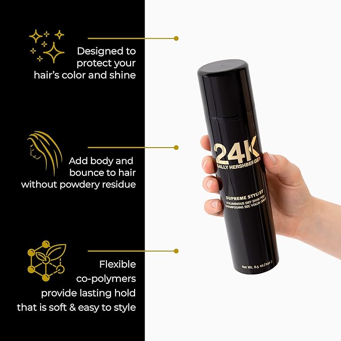 SALLY HERSHBERGER 24K Think Big Volume Dry Shampoo for Women & Men - Travel Size Hair Spray - Clean, Soft, Long Lasting Hold - Absorbs Oil - Salon Style Product - All Hair Types - Sulfate Free - 8.5oz