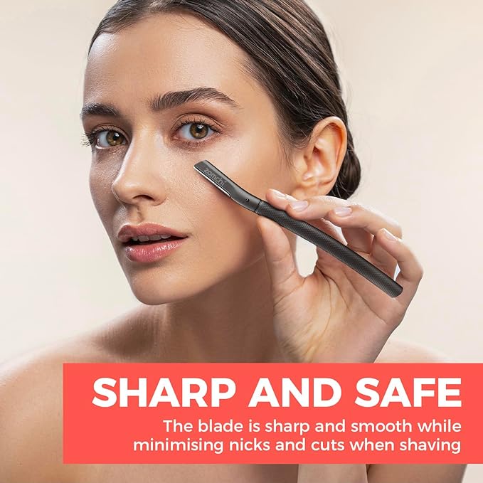 ZOMCHI Eyebrow Razor, Face Razors for Women&Men, Eyebrow Trimmer Shaper with Precision Cover,Facial Shaver with 6 Blades (Black)