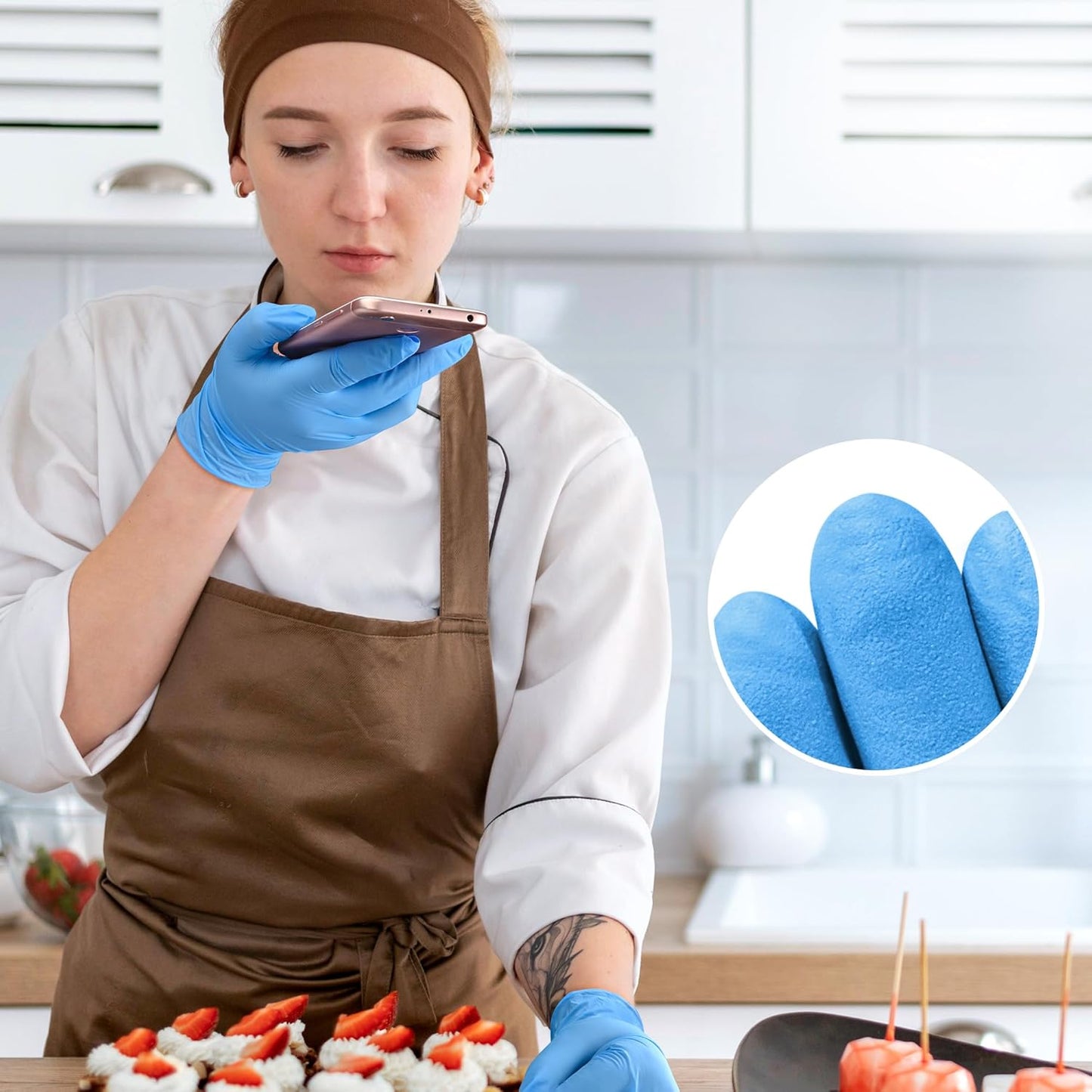 Disposable Nitrile Exam Gloves, Blue, Nitrile Gloves Disposable Latex Free, Medical Gloves, Cleaning Gloves, Food-Safe Rubber Gloves, Powder Free, Non-Sterile, 100-ct Box (XL)