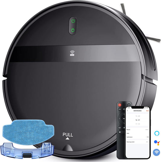 Robot Vacuum and Mop Combo for Pet Hair & Large Homes – Smart App/Voice, 2300Pa Suction, 120Min Clean, Ultra-Thin 2.87" Design