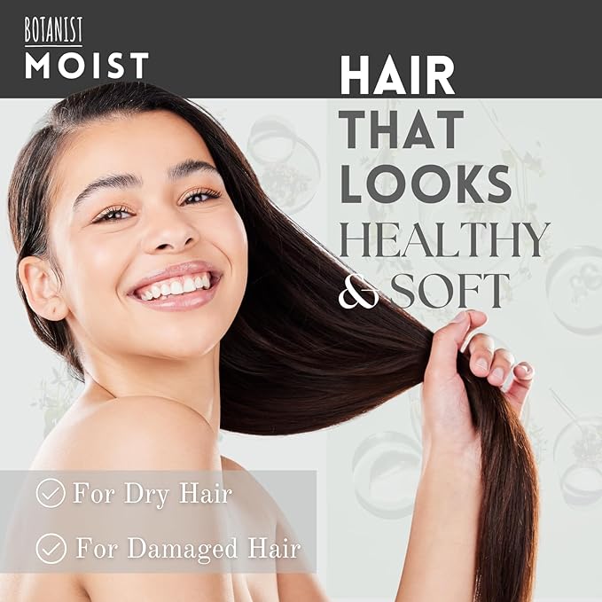 Botanist Hydrating Shampoo for Men, Curly Hair Shampoo for Women with Collagen, Jojoba Oil Extract & Keratin from Japan, Paraben & Sulfate Free SHAMPOO with Pump, Apricot& Jasmine 15.5Fl Oz MOIST 2EA