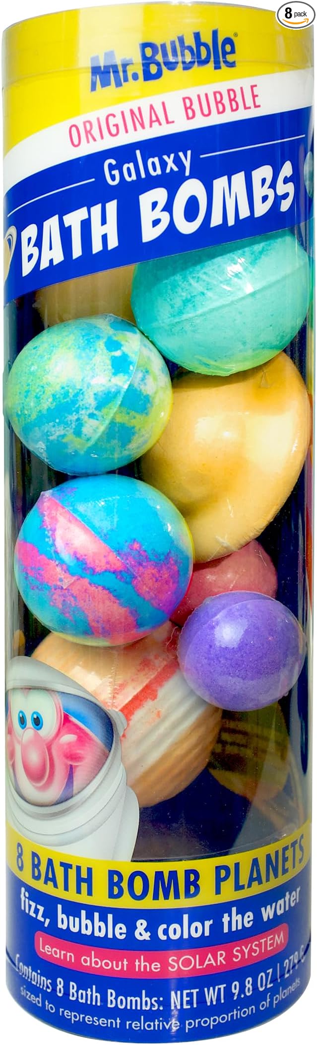 Mr. Bubble Galaxy Bath Bombs, Signature Bubble Gum Scent, Set of 8 Different Bath Bomb Planets