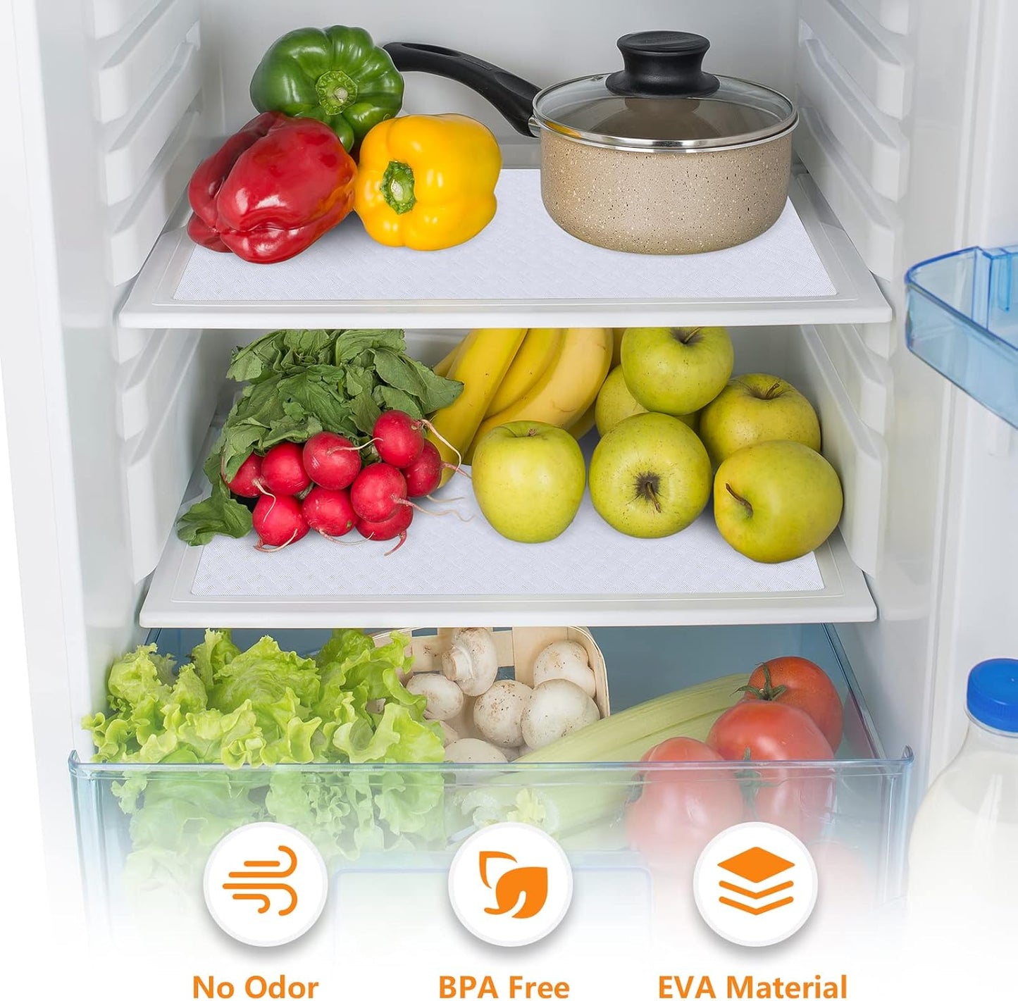 White Shelf Liner Kitchen Cabinet Liners Refrigerator Liners Waterproof & Oil-Proof Kitchen Cupboard Liner Drawer Mats EVA Material Non Adhesive Fridge Liner for Shelves 23.6 x 393.7 Inches