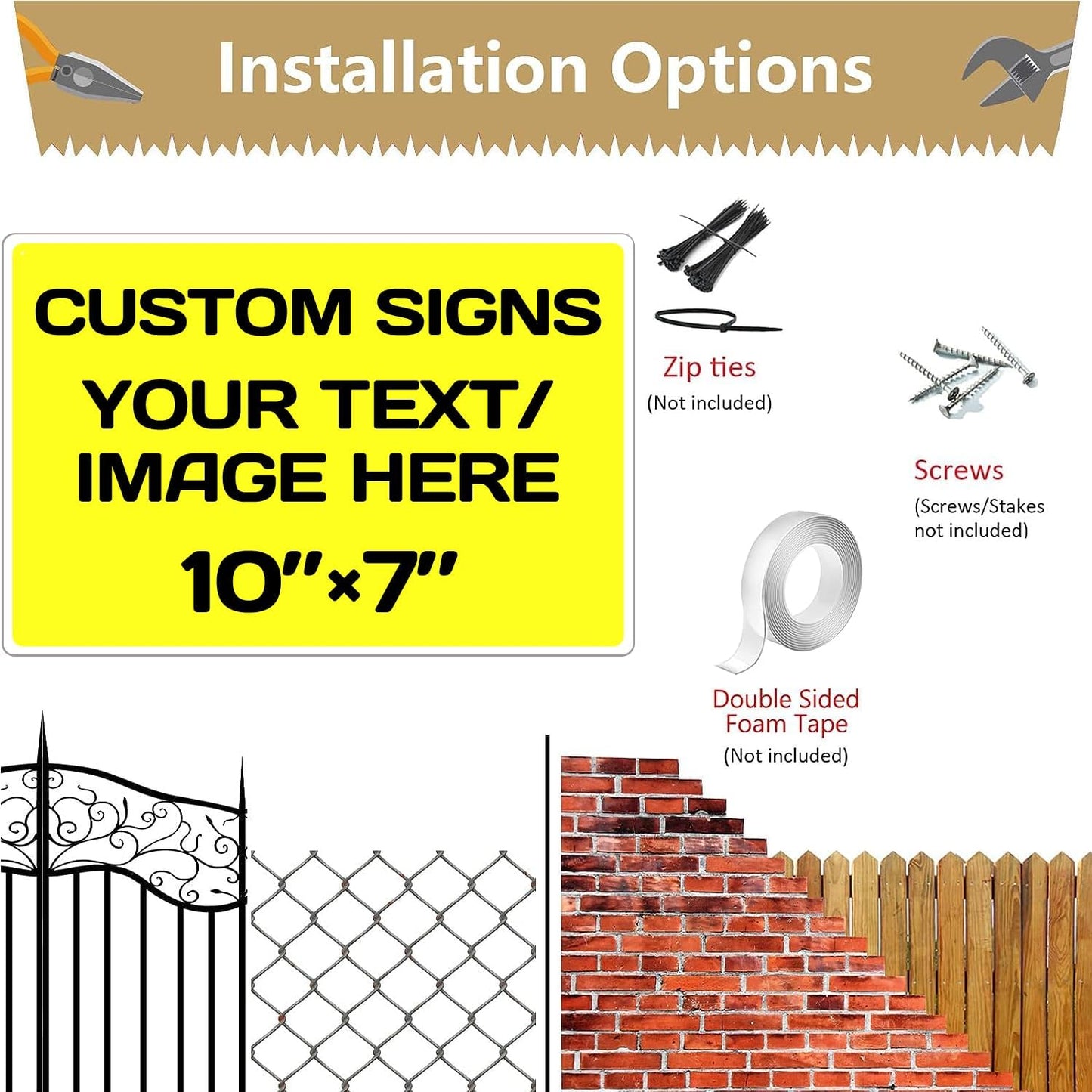 Personalized Aluminum Weatherproof Metal Signs - Multiple Sizes, Custom Text & Picture, Hazard, Garden, Custom Door Signs