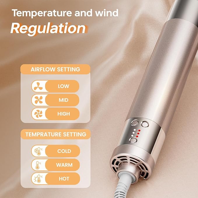 [500 Million Negative lons] Hair Dryer Brush 6 in 1, 140,000 RPM One Step Professional Hot Air Brush Set for Fast Drying, Curling Drying, Straightening Combing, Best for Straight and Wavy Hair