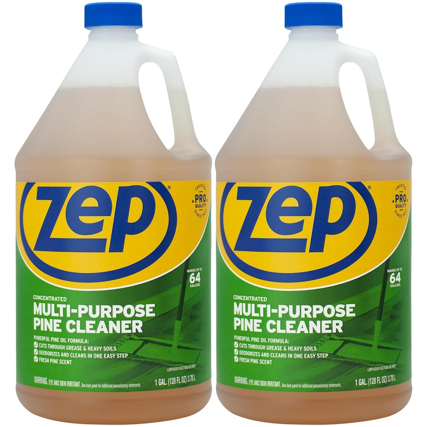 Zep Concentrated Multi-Purpose Pine Cleaner - 128 oz (Pack of 2) ZUMPP128 - Multi-Purpose Cleaner for Professional, Commercial and Household Use, From the Bathroom to Kitchens and Dining Rooms