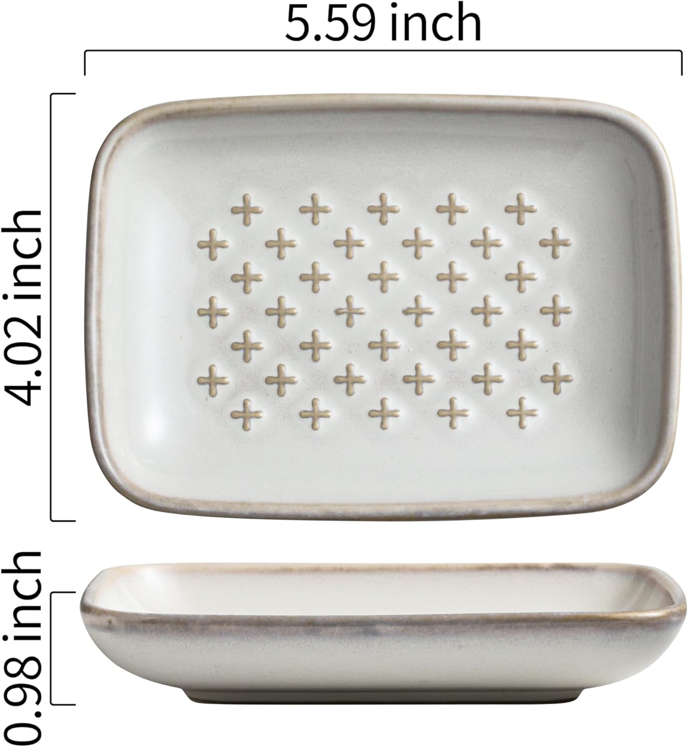 Gomakren Soap Dish, Shower Soap Holder, Ceramic Soap Dishes for Bar Soap Sponge Shampoo, Soap Saver Tray for Bathroom Kitchen Sink Counter, 5.5 Inch, Beige