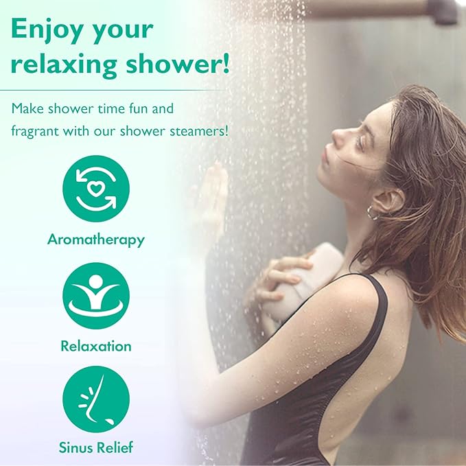 Shower Steamers Aromatherapy, 6 Pack Shower Bombs - Eucalyptus Mint, Lavender, Peony Pear, Chamomile, Tangerine, Lemongrass Coconut Essential Oil, Stress Relief and Relaxation Gifts for Women
