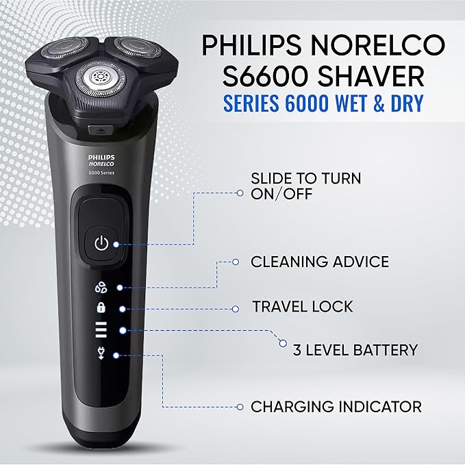 Philips Norelco Electric Shavers for Men, Rechargeable Wet/Dry Electric Shaver with SenseIQ Technology, Cordless Electric Razors for Men with Pop-up Trimmer, Travel Case