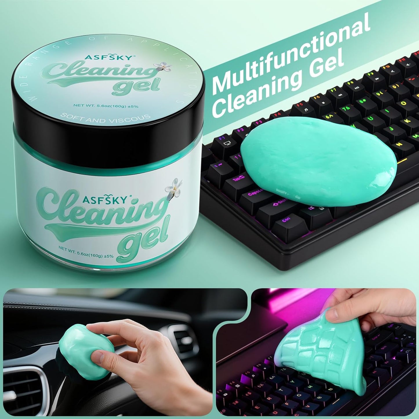 ASFSKY Car Cleaning Gel (Aromatherapy aroma) Dust Cleaning Putty Universal Car Interior Cleaner Keyboard Dust Remover Car Slime Gifts for Men Women girl（4 pack）
