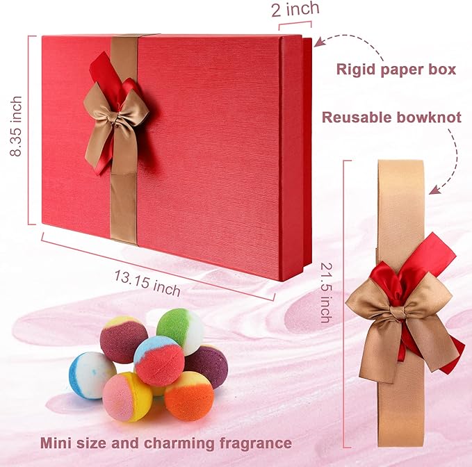 Bath Bomb Gift Set, Family Pack Mini Bath Bombs with Reusable Bowknot, 40 Pcs Organic & Natural Bath Bombs for Kids, Women and Men, Best Gift for Valentine's Day & Any Anniversaries