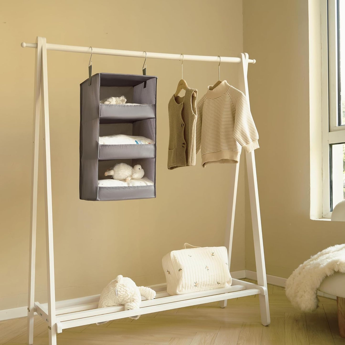 GRANNY SAYS 3-Shelf Hanging Closet Organizer and Storage, Collapsible Hanging Closet Shelves, Hanging Organizer for Closet & RV, Gray, 29 ½" H X 12" W X 12" D, 1-Pack
