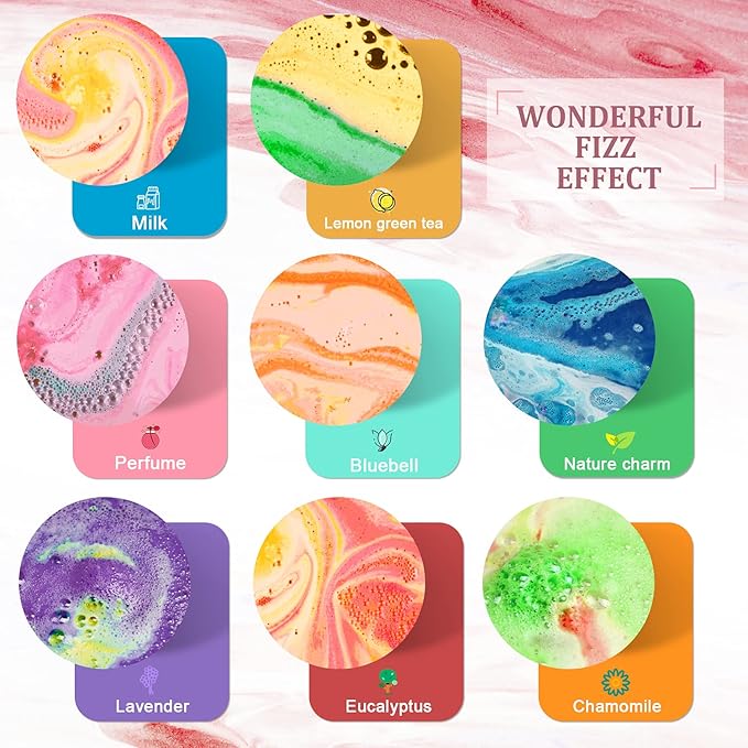 Bath Bomb Gift Set, Family Pack Mini Bath Bombs with Reusable Bowknot, 40 Pcs Organic & Natural Bath Bombs for Kids, Women and Men, Best Gift for Valentine's Day & Any Anniversaries