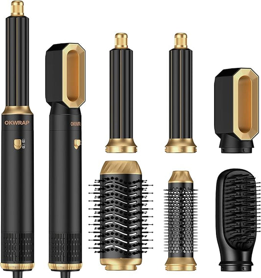 Hair Dryer Brush,6 in 1 Professional Hot Air Styler,Powerful Air Curling Wrap Styler,Negative Ionic Hair Dryer Fast Drying, Multi Hair Stylerfor Curling Volumizing Straightening Styling