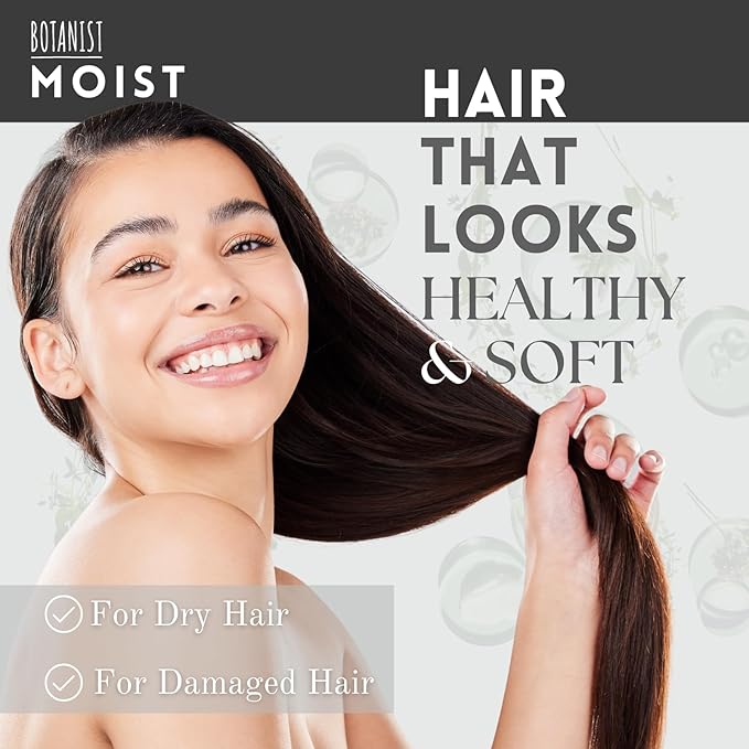 BOTANIST Hydrating Shampoo for Dry Hair, Organic Shampoo for Women & Men by Botanical Protein, Collagen, Natural Keratin, Hyaluronic Acid & Ceramide from Japan, Paraben & Sulfate Free 15.5 Fl Oz MOIST