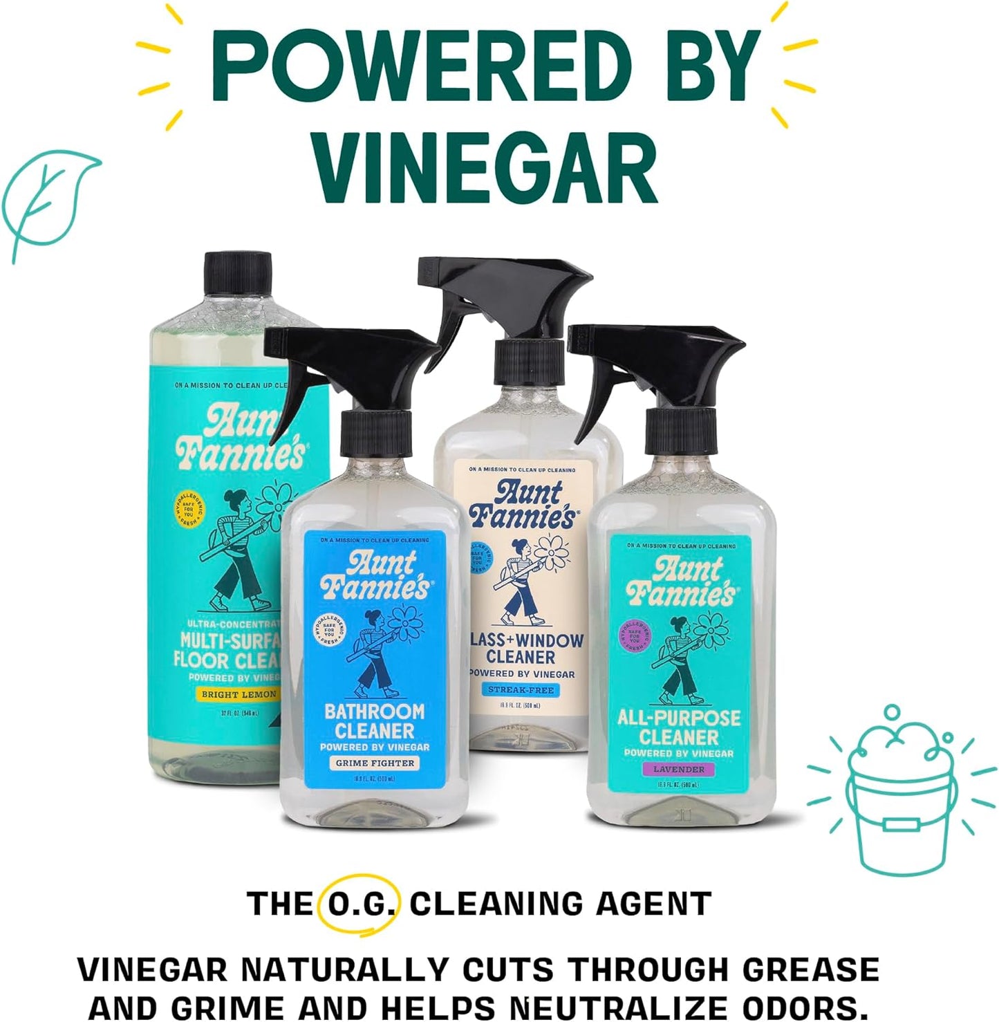 Aunt Fannie's Ultra Concentrated Floor Cleaner Vinegar Wash, Multi-Surface Solution For Mopping, Makes 16 Gallons, Bright Lemon Scent, 32 oz. (Pack of 3)