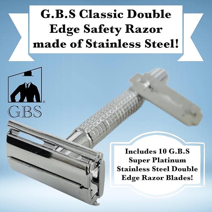 G.B.S Shaving Kit for Men with Safety Razor, Sandalwood Shaving Cream, Men’s aftershave, Pre-Shave Oil, Shaving Brush
