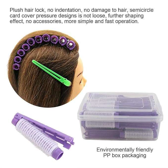 Fluffy Korean Perming Rod Rollers, 20pcs Hair Curling and Styling Kit for DIY Root Perm (Purple)