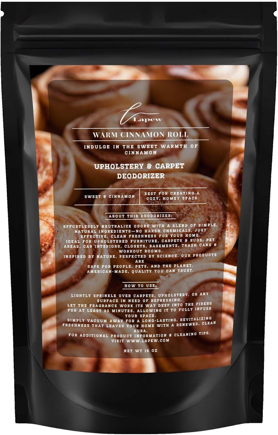Warm Cinnamon Roll Carpet Freshener Powder 16 oz | Powerful Odor Eliminator for Home | Upholstery Deodorizer | Carpet Deodorizer | Pet Urine | Cat Litter Box