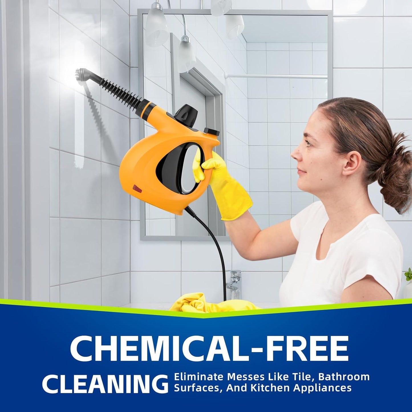 Handheld Steam Cleaner, Pressurized Multi-Surface Steam Cleaner with 11pcs Accessories, Chemical Free Multi-Purpose Steam Cleaners for Home Use, Steamer for Cleaning Floor, Tile, Windows, Couch, Grout