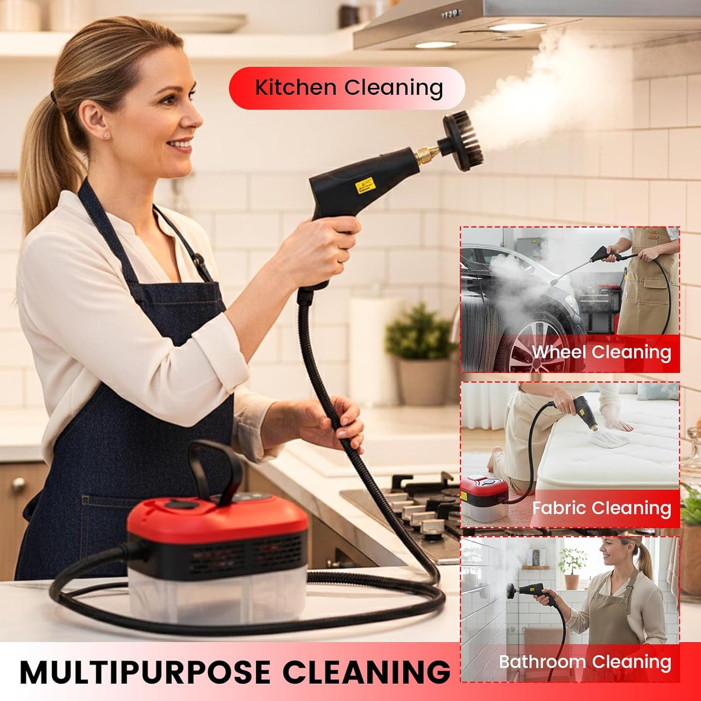Saker Steam Cleaner for Home,6-Level Adjustable Steamer for Cleaning,Portable Handheld Steam Cleaner,Portable Steamer for Cleaning,Suitable for Kitchen Cleaning,Bathroom,Living Room