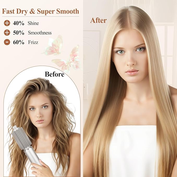 Upgraded Round Volumizing Brush for Shark Flex Style Attachment, Round Brush Compatible with Shark Flexstyle, Optimized Bristles for Smooth Styling Adds Volume Curls for All Hair Types