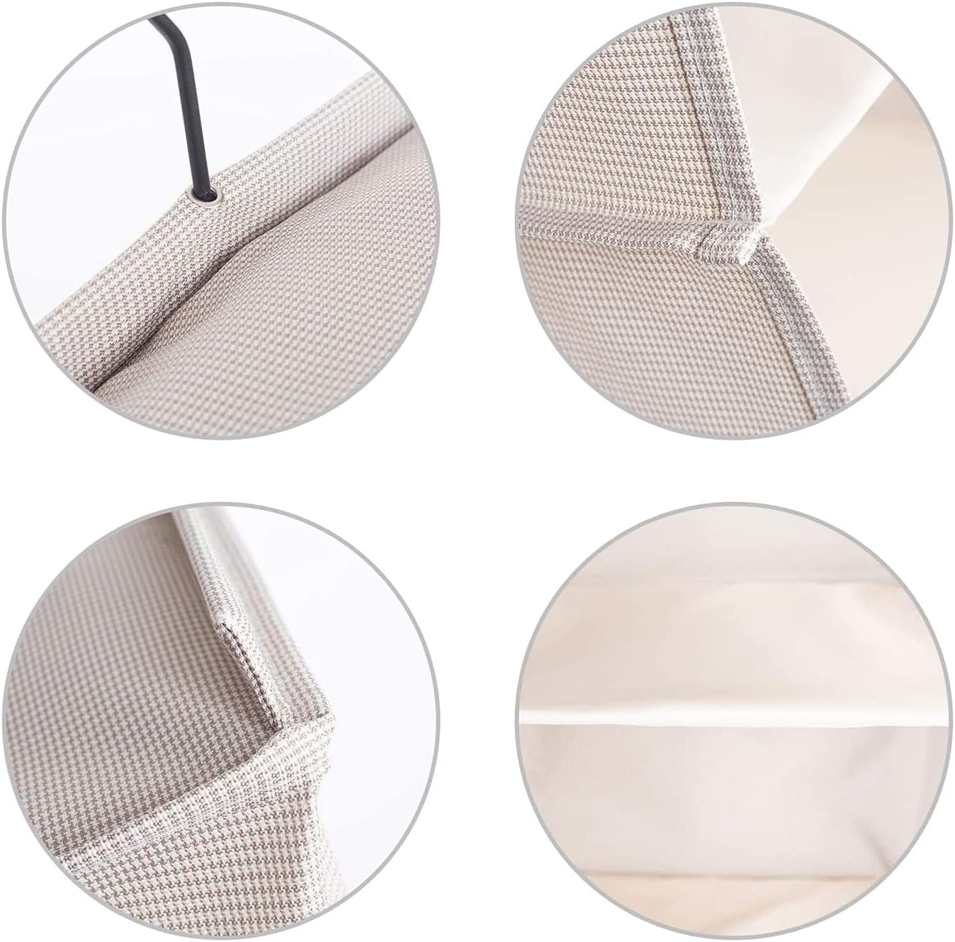 Hanging Closet Organizer and Storage, Foldable 4-Shelf Wardrobe Clothes Shelves Organizer, Imitation Linen Fabric, Beige Houndstooth