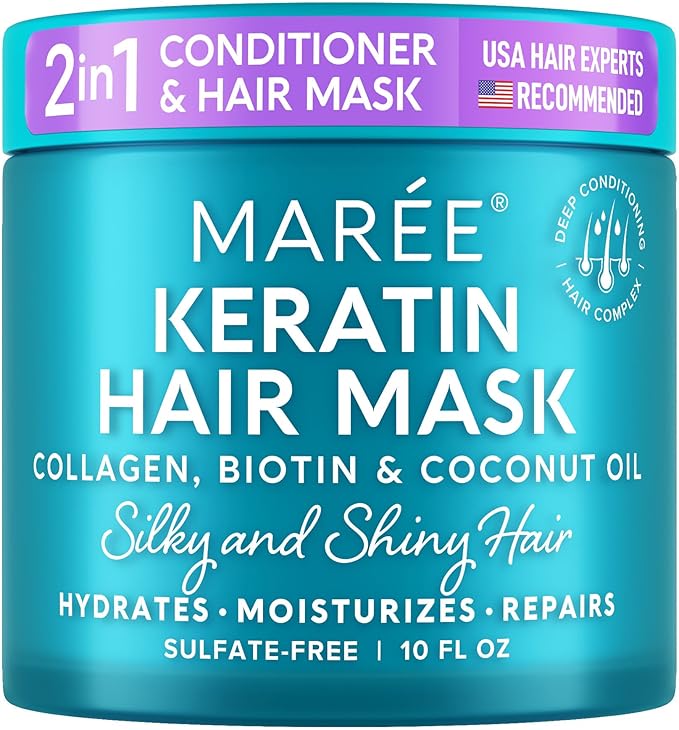 MAREE Deep Conditioning Hair Mask for Damaged Hair Treatment - Keratin Hair Care for Hydrating Growth Repair Moisturizing - Dry Curly Color Refreshing - Tratamiento Mascarilla Para el Cabello Seco