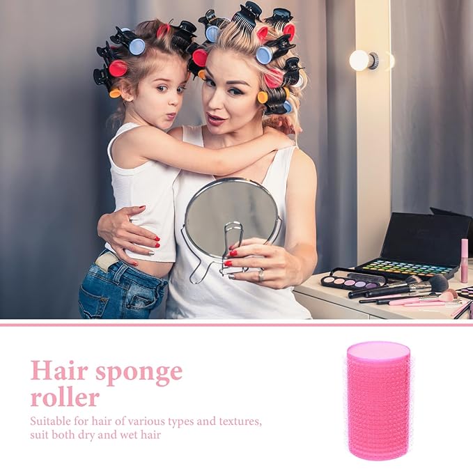 DOITOOL Hair Curlers Rollers ： 12pcs plastic Hair Sponge Rollers for bangs, Self-Adhesive Styling Tools, Curlers for Women, Rosy, 2.36 x 1.41 Inch