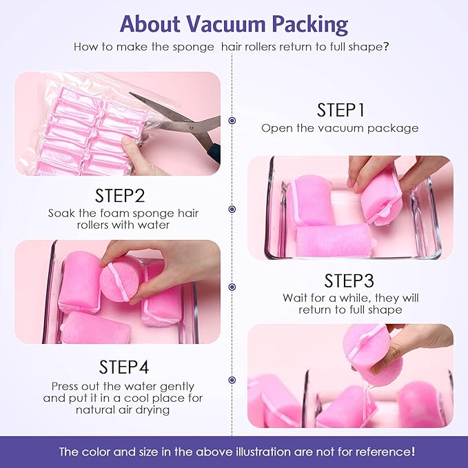 Syhood 12 Pcs Jumbo Foam Sponge Hair Rollers 1.89 Inch Soft Sleeping Curlers Flexible Large Foam Rollers and Rat Tail Comb for Hair Styling(Purple)