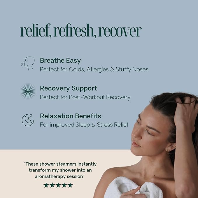 Shower Steamers Aromatherapy 10 Pack - Made in USA with Natural Essential Oils for Christmas Stocking Stuffers, Birthday Gifts for Women and Men, White Elephant, Self Care - Eucalyptus