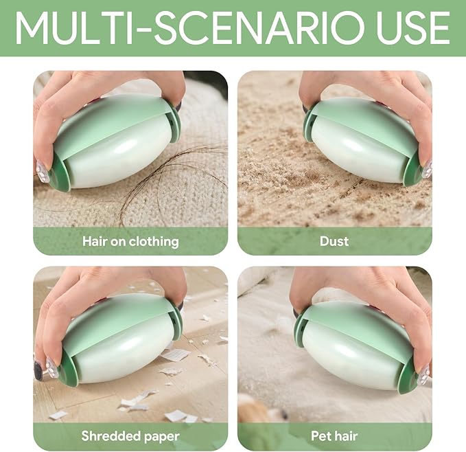 2 PCS Reusable Lint Rollers for Pet Hair Extra Sticky, Mini Portable Travel Lint Roller, Washable, Super-Sticky Gel Balls for Dust, Debris, and Hair(Green)