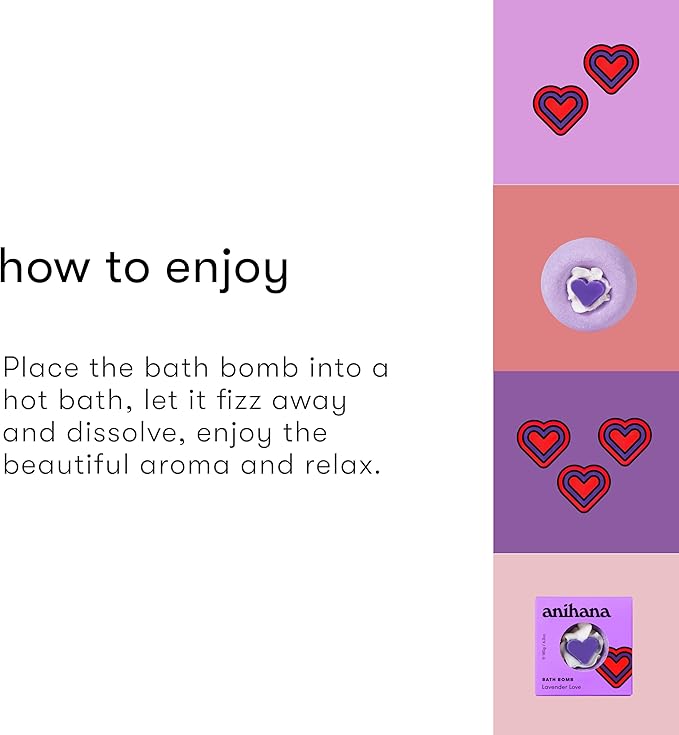 ANIHANA Bath Bombs with Coconut Oil, Paraben Free, Hand-Crafted Luxury Fizzers, Refreshing Lavender Love Scent, 6.3 oz Each, 3 Pack