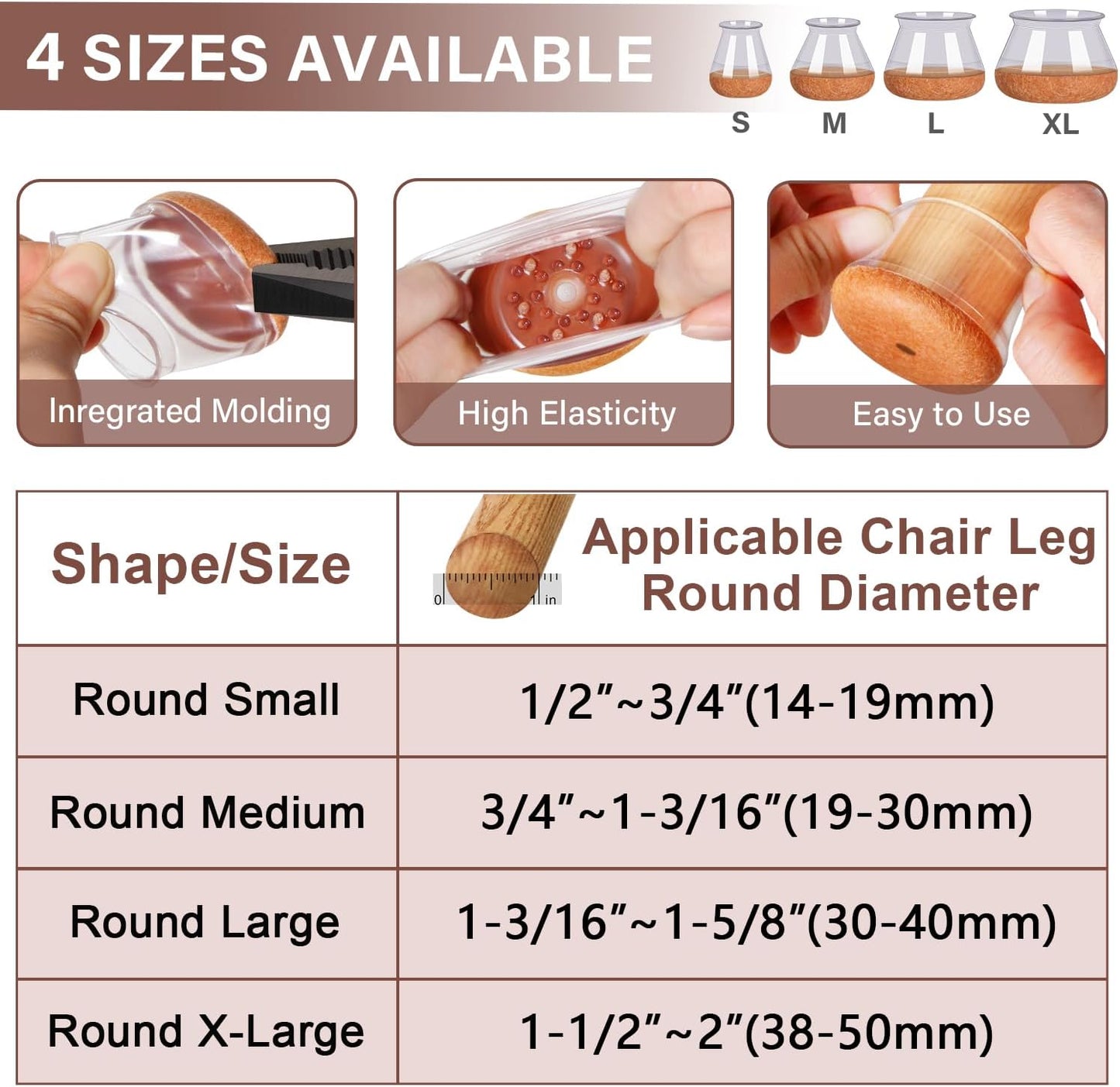 16 Pack Chair Leg Floor Protectors Chair Leg Protectors for Hardwood Floors Felt Silicone Caps Strengthen Bottom Protection Anti-Scratch Reduce Noise Clear Round Large Fit 1-3/16" to 1-5/8" (30-40mm)