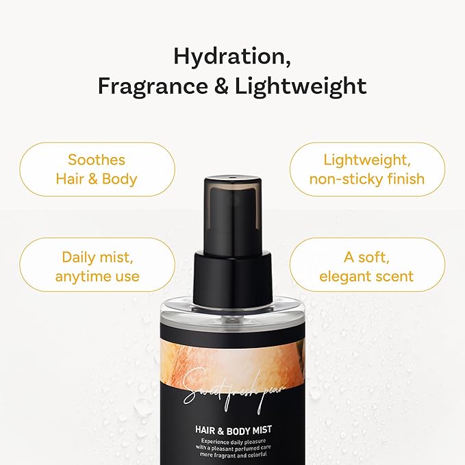 Korean Hair & Body Mist – Botanical Waters & 17 Amino Acids – Sulfate, Paraben & Silicone-Free – Sweet Fresh Pear, 125ml / 4.22 fl oz