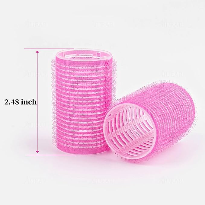 AUEAR, 12 Pack Hair Curlers Rollers Self Grip for Short Women Hairstyle Rose Red