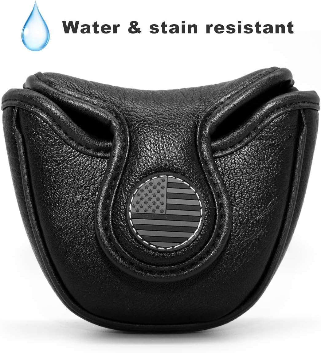 Golf Putter Cover, Putter Headcovers Golf Club Head Covers Putter Headcover for Blade Leather Golf Mallet Putter Head Covers with Magnetic for All Brands USA Style