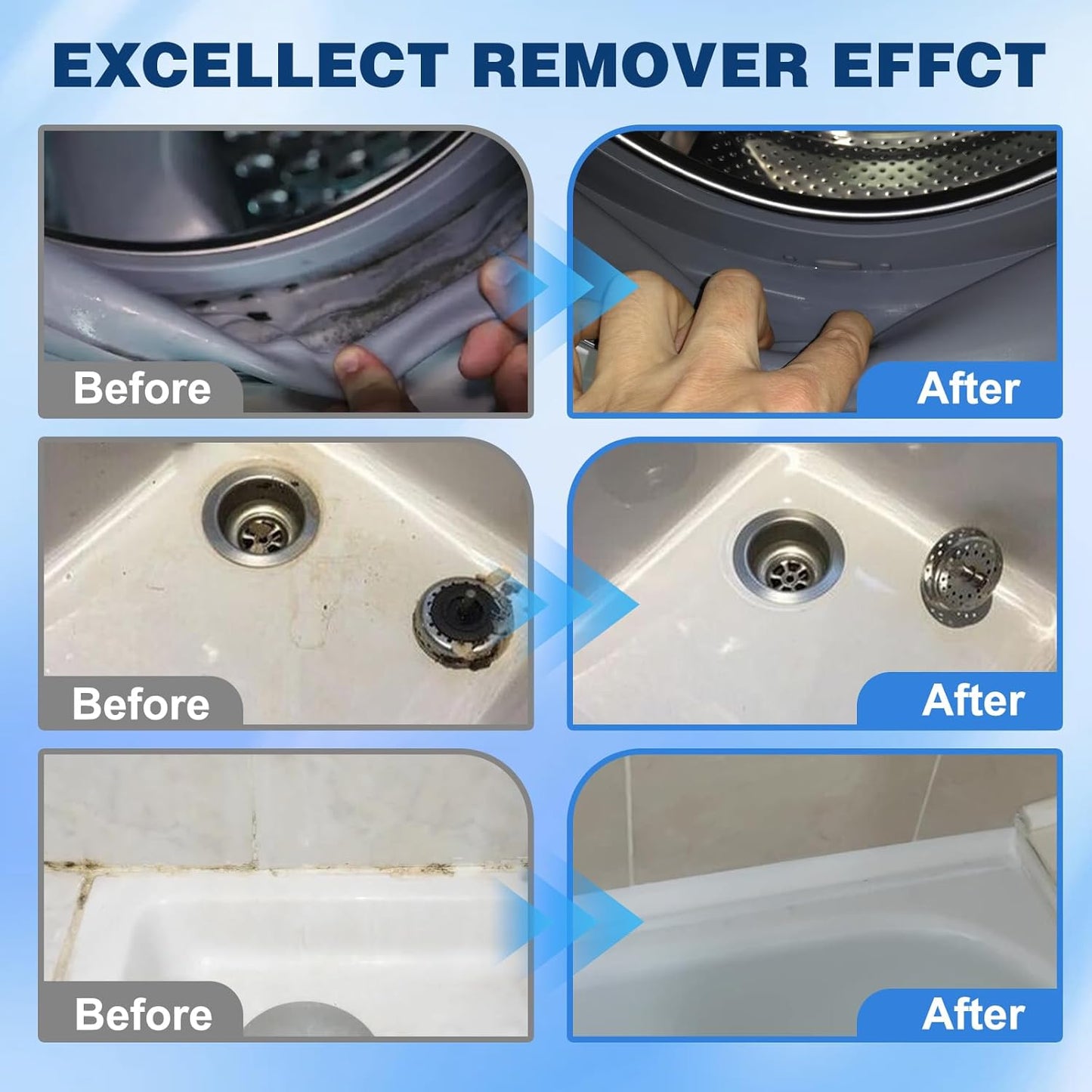 Mold stain removal gel cleaner, washing machine cleaner, washing machine, refrigerator seals, tile caulking agent, kitchen sink bathroom cleaning caulking agent suitable gel