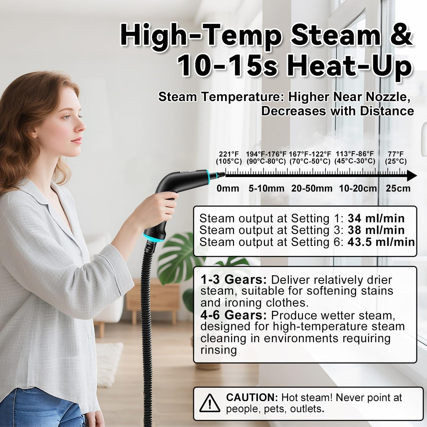 Steam Cleaner for Home, 2500W Portable Handheld Steamer for Cleaning, Large Capacity Tank Pressurized Steam Cleaning Machine for Car, Bathroom, Kitchen, Furniture, Grout, Floor, Tile