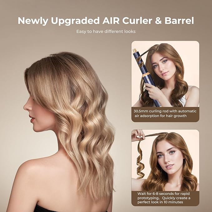 5 in 1 Hair Dryer Brush, Negative Ion Air Styler Wrap Hair Styler Upgrade Blow Dryer Brush Air Curler for Hair, Blowout Brush Set As A Gift for Straight/Curl/Drying/Smoothing