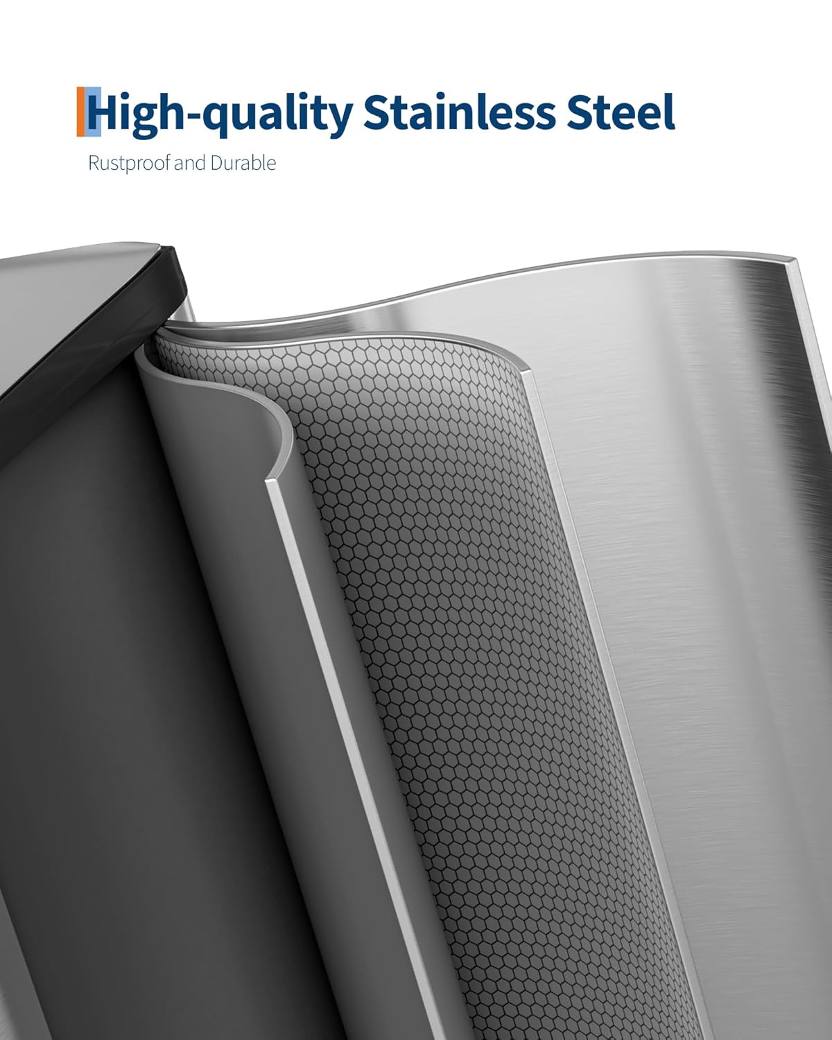 GarveeHome 2 x 10.6 gal Stainless Steel Double Trash Can with Lid for Kitchen, Large Dual Trash and Recycle Bin Combo, Step-on Kitchen Metal Garbage Cans, PP Inner Buckets, Liner Rim, Silver