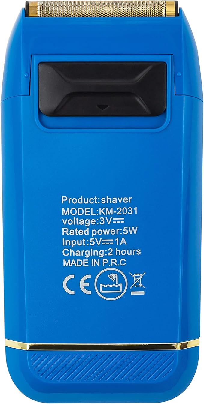 KEMEI Foil Shaver Double Electric Shaver for Men Electric Razors Head Shaver for Bald Men Barber Supplies Hair & Beard Trimmer Cordless Rechargeable, Blue